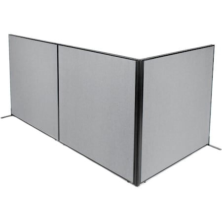 Interion By Global Industrial Interion Freestanding 3-Panel Corner Room Divider, 60-1/4inW x 60inH Panels, Gray 695120GY